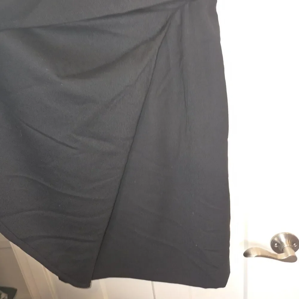 Vintage ESCADA by Margaretha Ley Black 100% Virgin Wool Side Draped Skirt 40 10